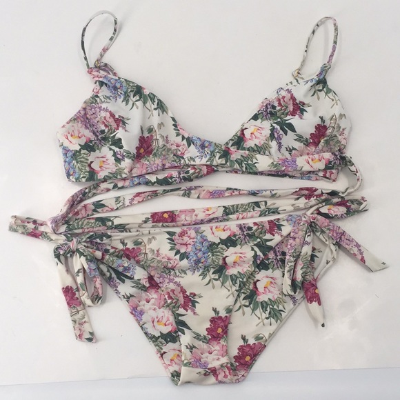 SMYM Ryder Wrap Top Side Tie Bikini Set Floral S/L - Picture 2 of 10